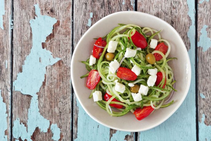 Dish Of Salad With Spiralized Cucumber